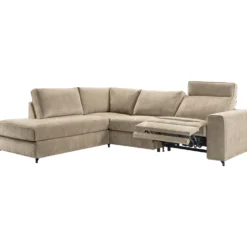 Hoekbank links Licato Taupe relaxfunctie excellent comfort hocker