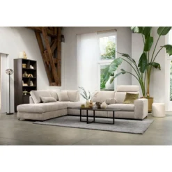 Hoekbank links Licato Taupe relaxfunctie excellent comfort hocker