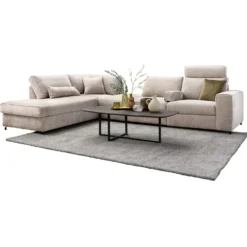 Hoekbank links Licato Taupe relaxfunctie excellent comfort hocker