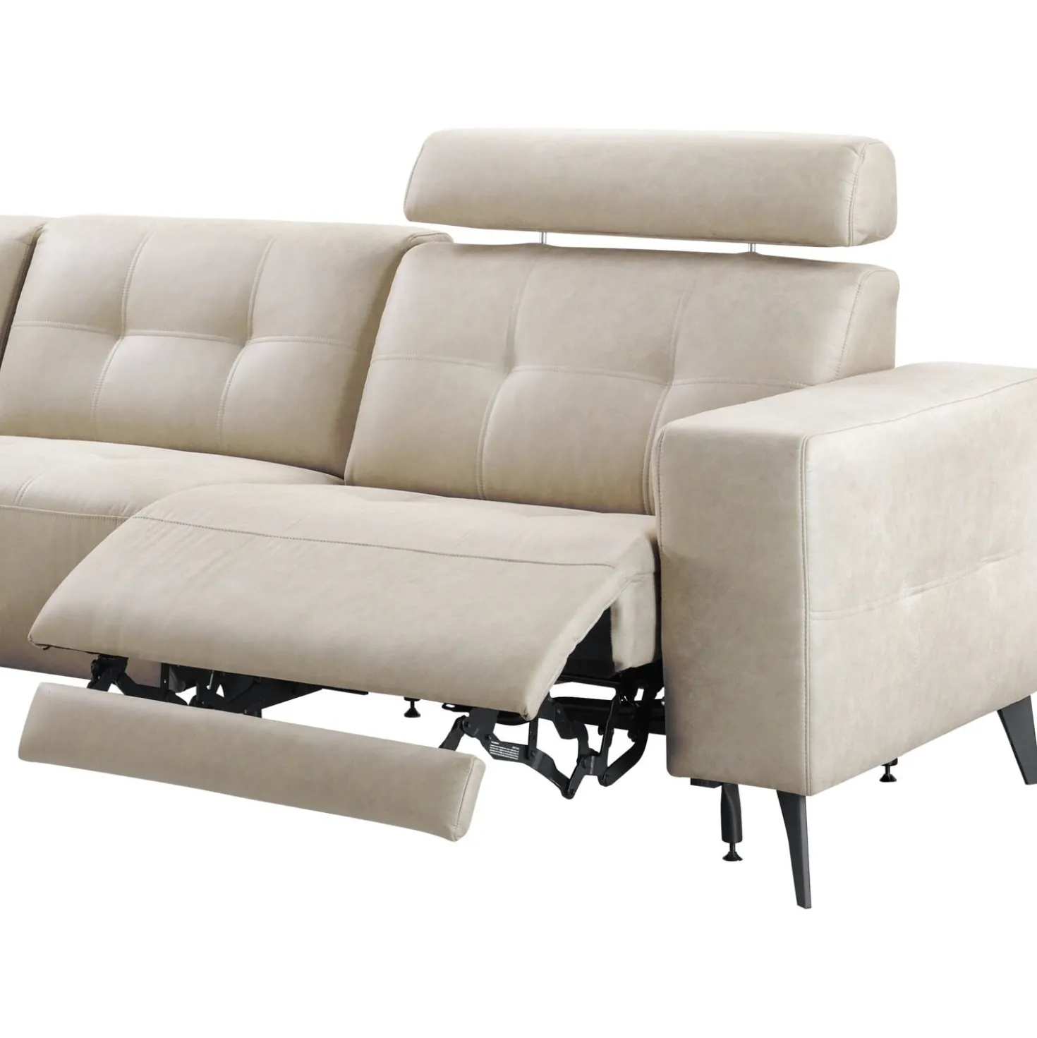 Hoekbank links Piorino Pocketvering lichtgrijs relaxfunctie
