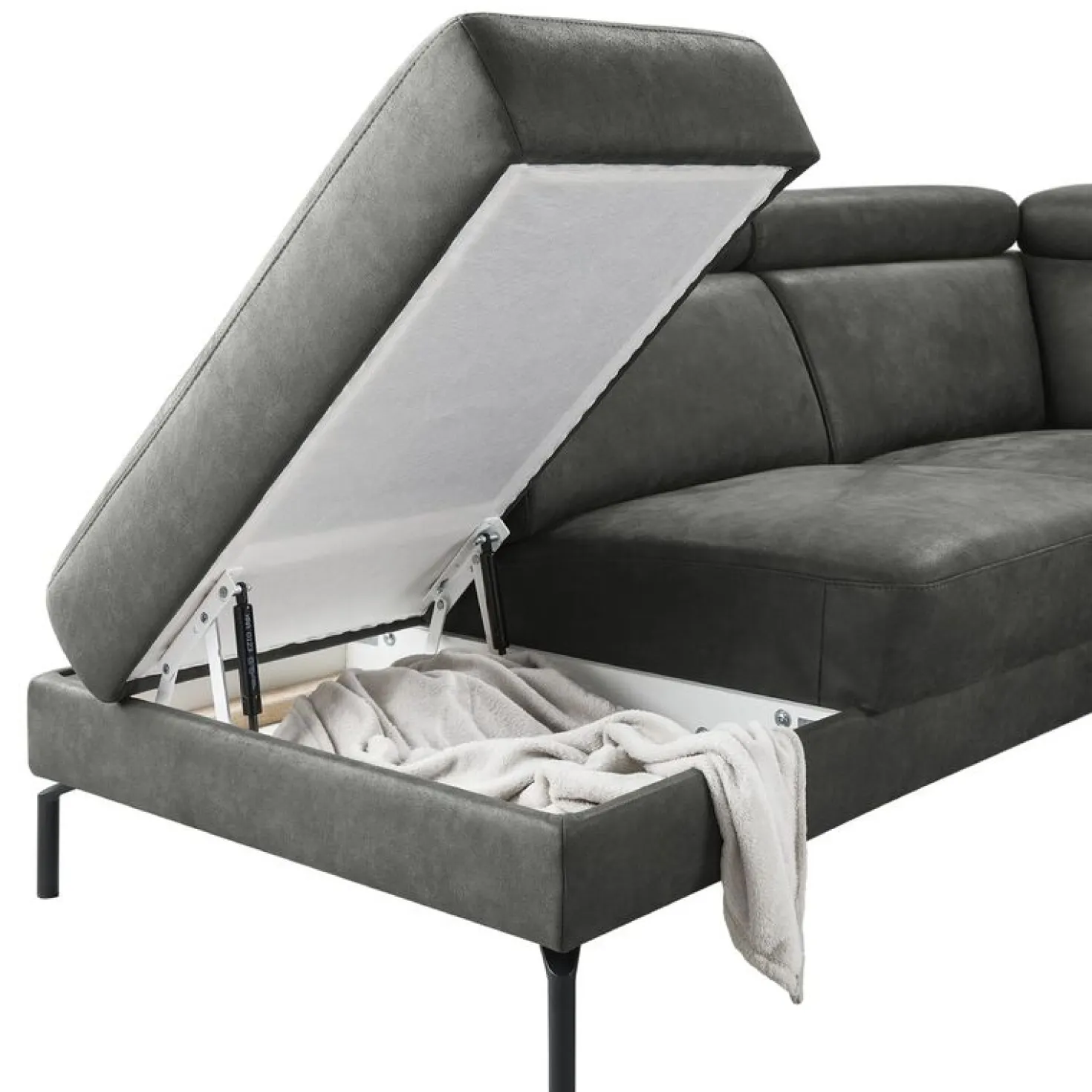 Hoekbank links Tusari Microleder antraciet premium comfort