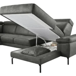 Hoekbank links Tusari Microleder antraciet premium comfort