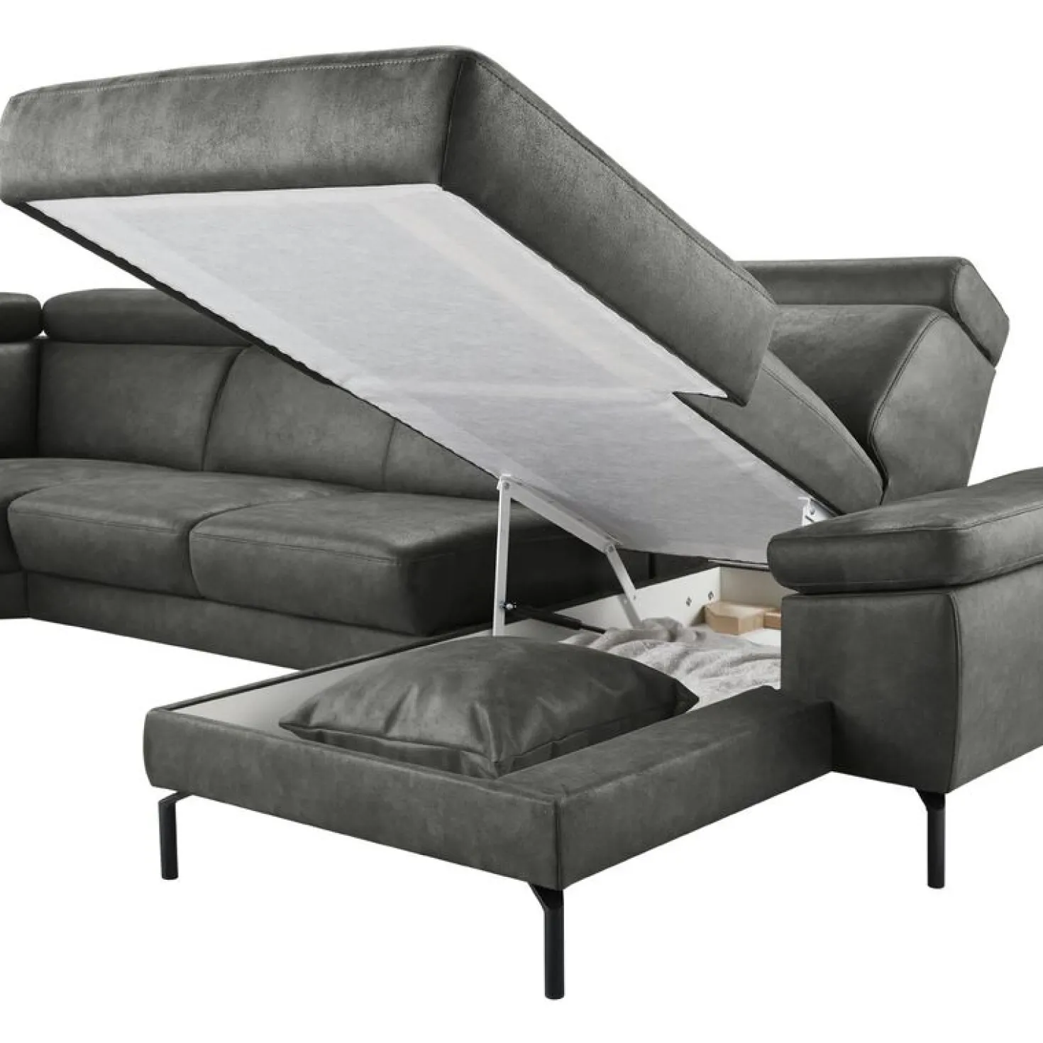 Hoekbank links Tusari Microleder antraciet excellent comfort