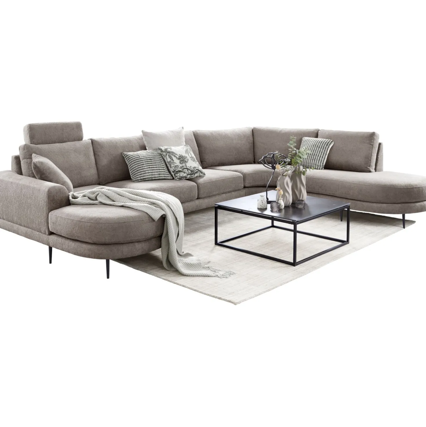 Hoekbank rechts Aziri Pocket visco zitting taupe