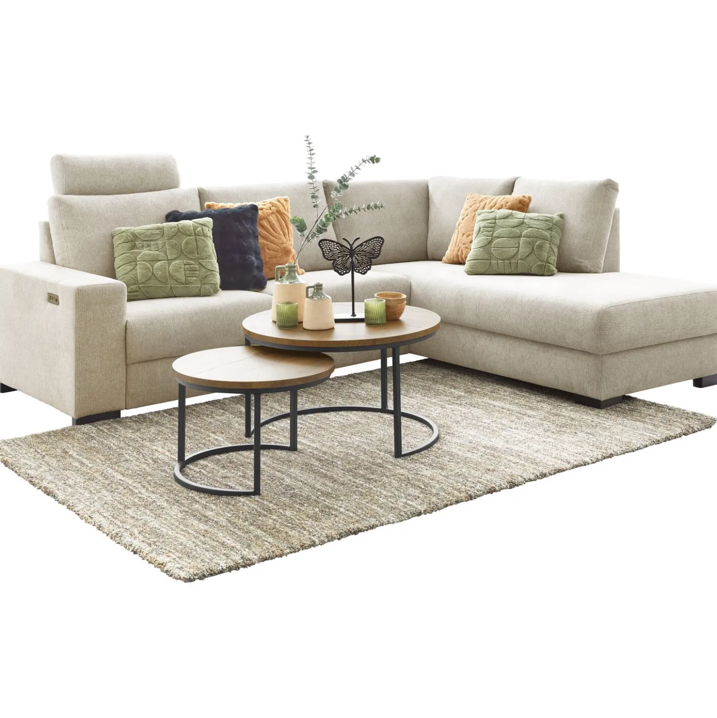 Hoekbank rechts Florance HR koudschuim beige relaxfunctie