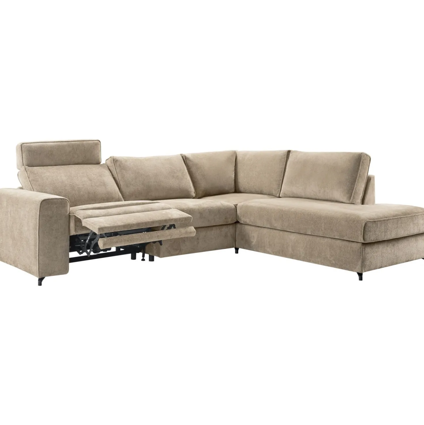 Hoekbank rechts Licato Taupe relaxfunctie excellent comfort
