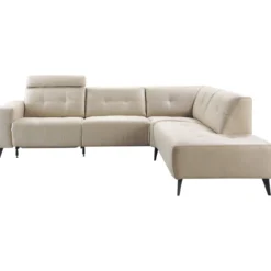 Hoekbank rechts Piorino Pocketvering lichtgrijs relaxfunctie