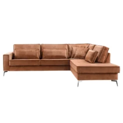 Hoekbank rechts Pomonte Velvet bruin basic comfort