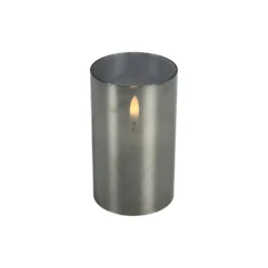 Kaars Caposele LED medium grijs glas rond