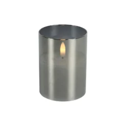 Kaars Caposele LED small grijs glas rond