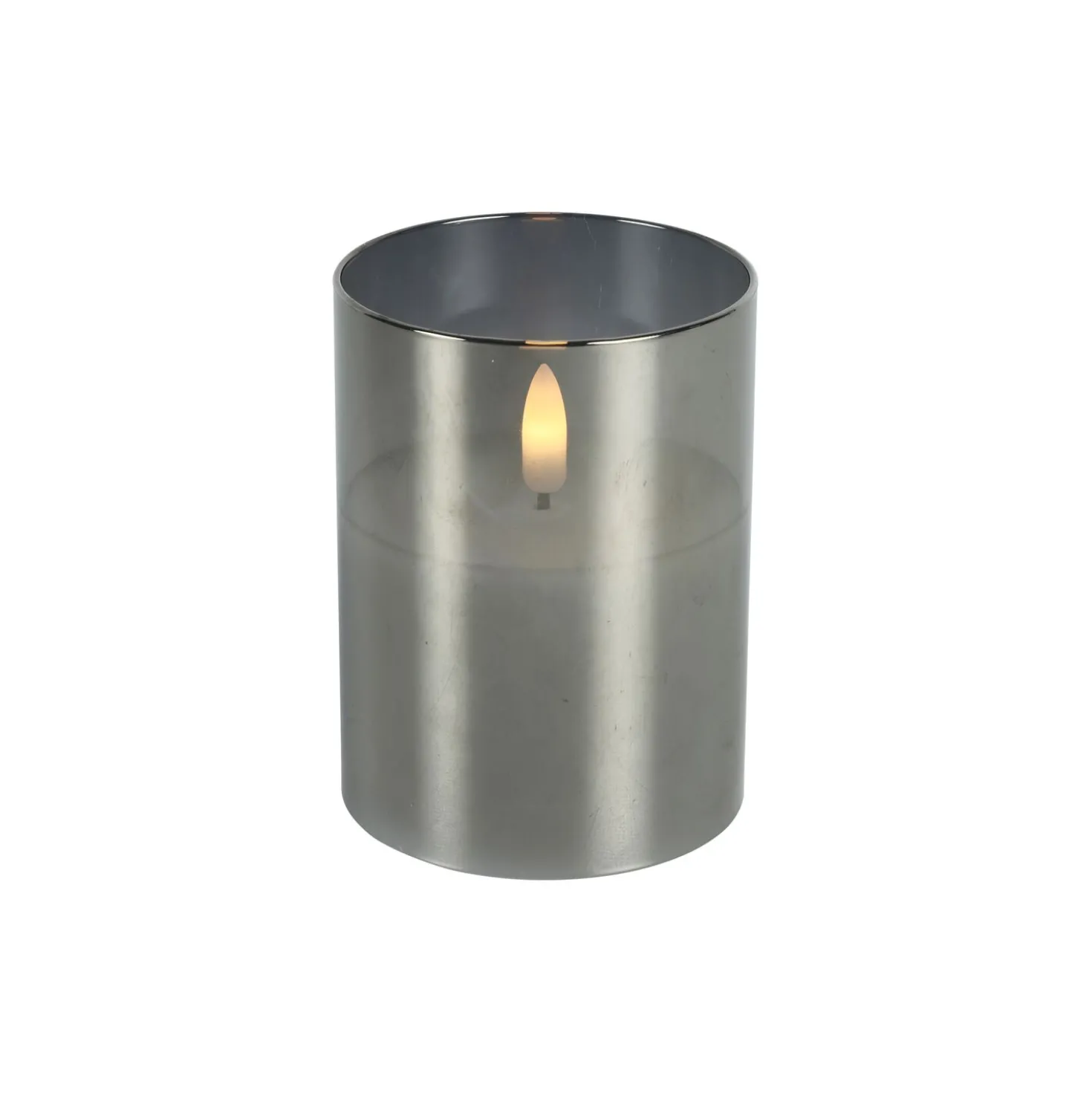 Kaars Caposele LED small grijs glas rond