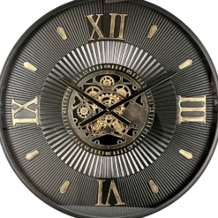 Klok Nimar Metaal rond 80cm zwart dessin 55