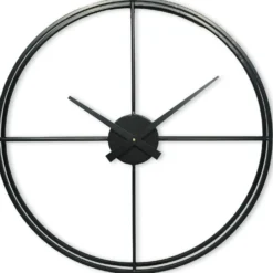 Klok Nimar Metaal rond 60cm zwart strak dessin 60