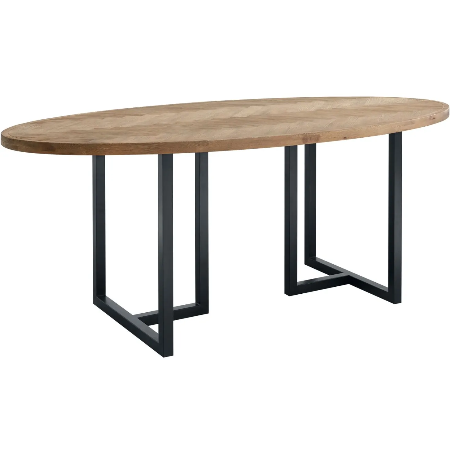 Ovale eettafel Vinito 200x100 cm visgraat naturel