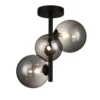 Plafondlamp Olivento Zwart smoke glas 3-lichts