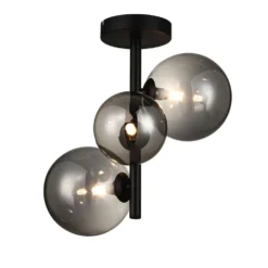 Plafondlamp Olivento Zwart smoke glas 3-lichts