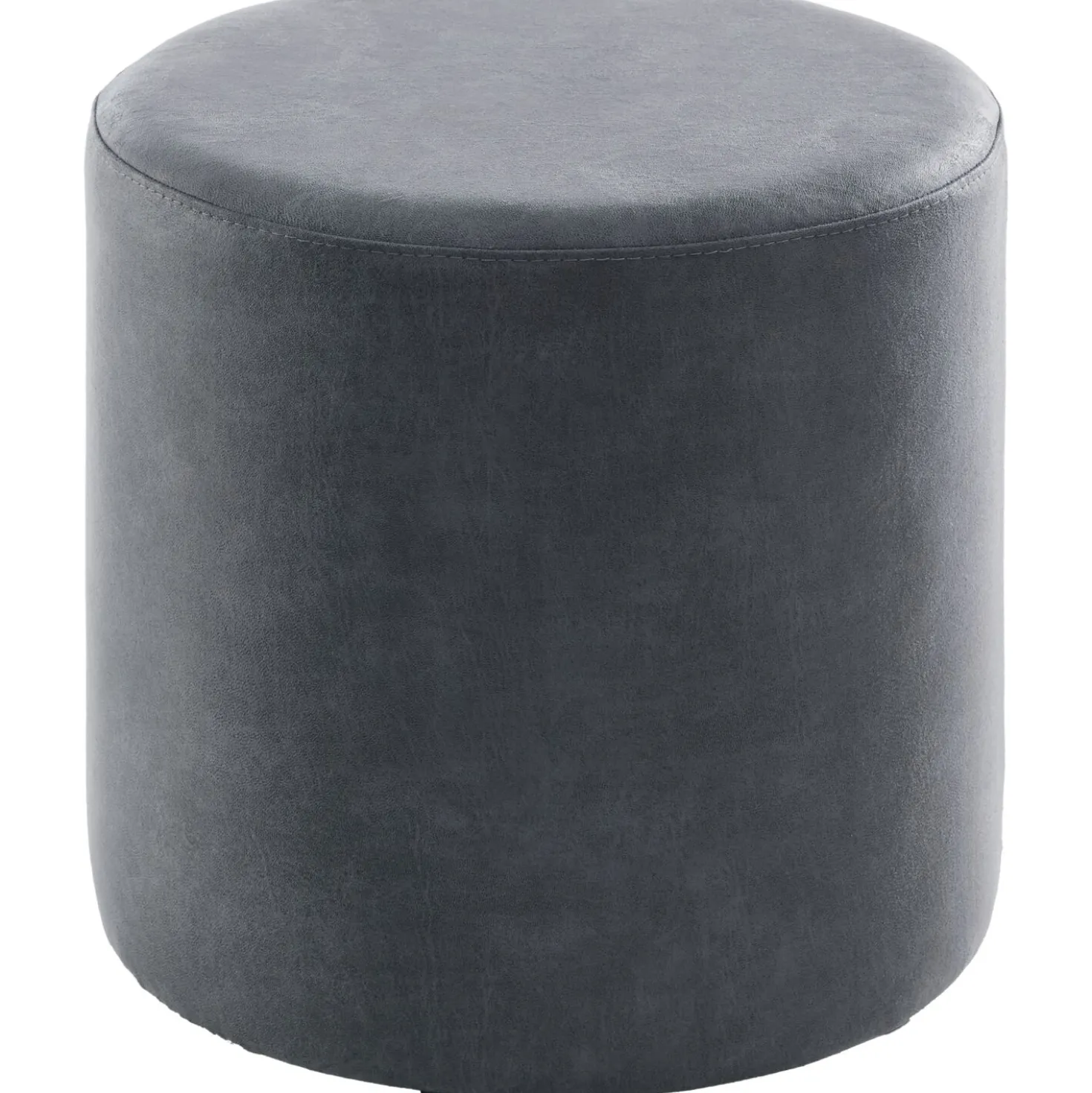 Poef Roby 45 cm microleder donkerblauw rond