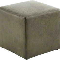 Poef Roby 40x40 cm microleder groen vierkant
