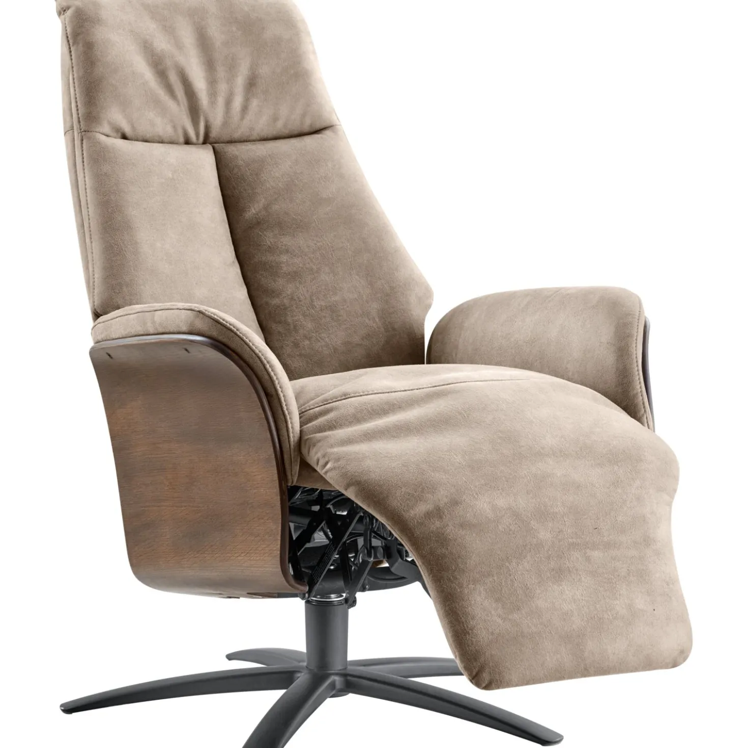 Relaxfauteuil Serio Beige donker hout premium comfort