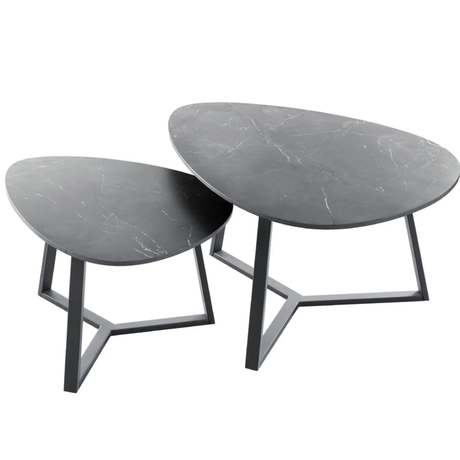 Salontafel Lineto 47x61 cm organisch zwart keramiek