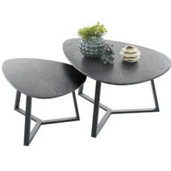 Salontafel Lineto 64x80 cm organisch zwart keramiek