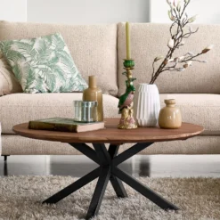 Salontafel Romaro Teakhout 90 cm rond mix rough
