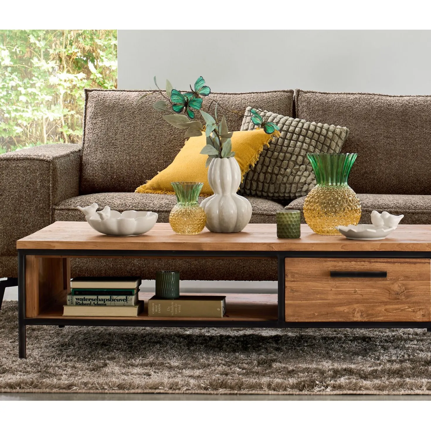 Salontafel Romaro Teakhout 135x67 cm rechthoekig mix rough