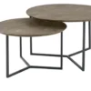 Salontafelset Gatteo 60 en 75 cm rond mango grijs