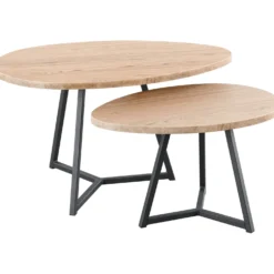 Salontafelset Locarnio 40 en 52 cm organisch misty oak