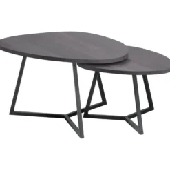 Salontafelset Locarnio 40 en 52 cm organisch zwart