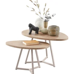 Salontafelset Locarnio 61 en 80 cm organisch misty oak