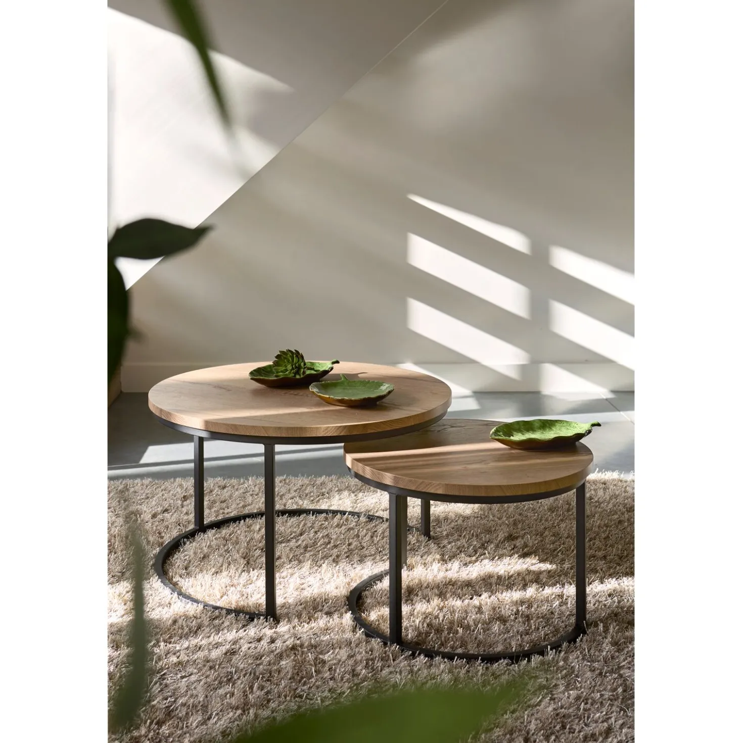Salontafelset Lunata 55 en 75 cm rond barley