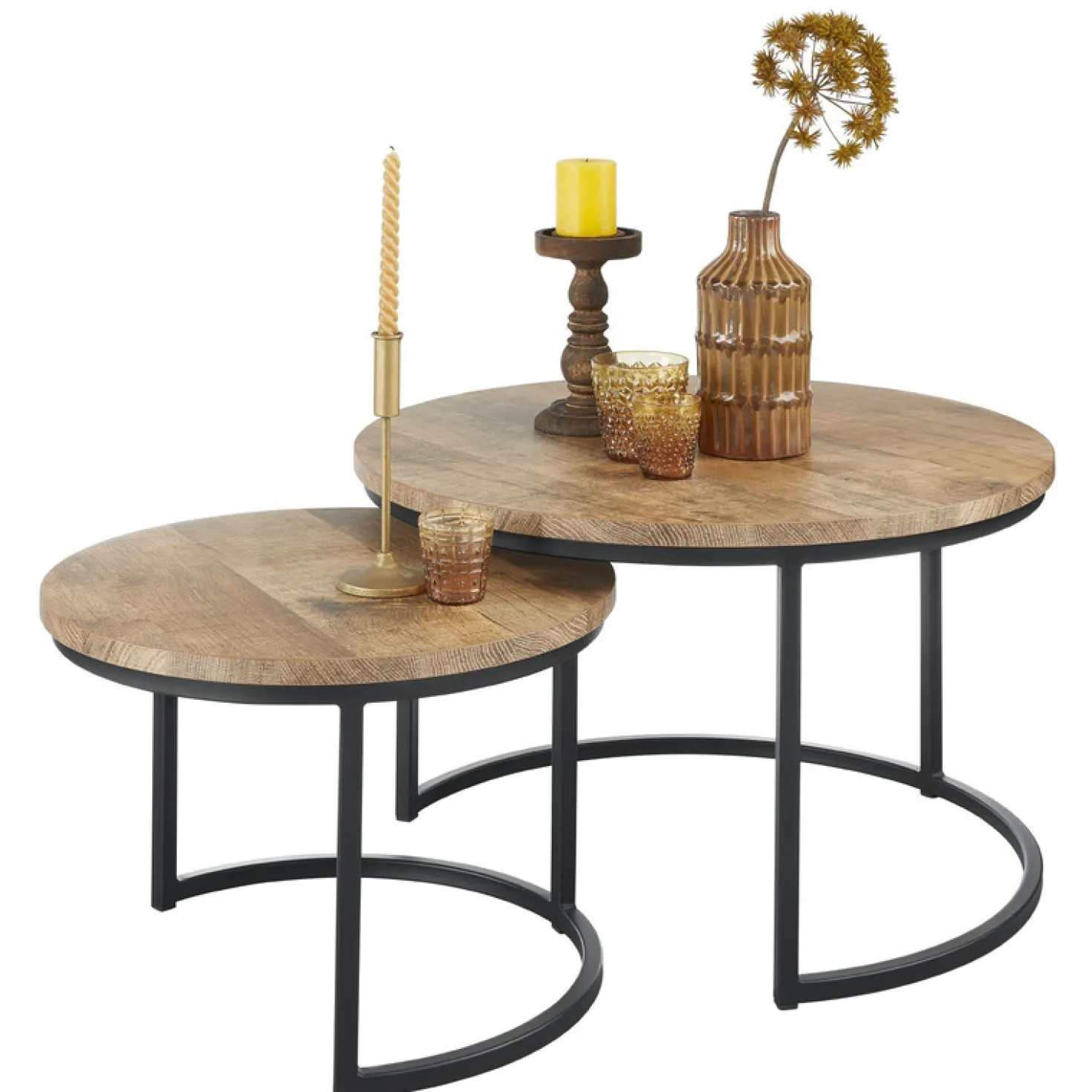 Salontafelset Lunata 55 en 75 cm rond oriënt