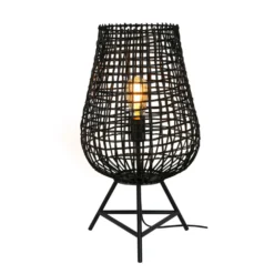 Tafellamp Scarperio Rond 33 cm rotan zwart