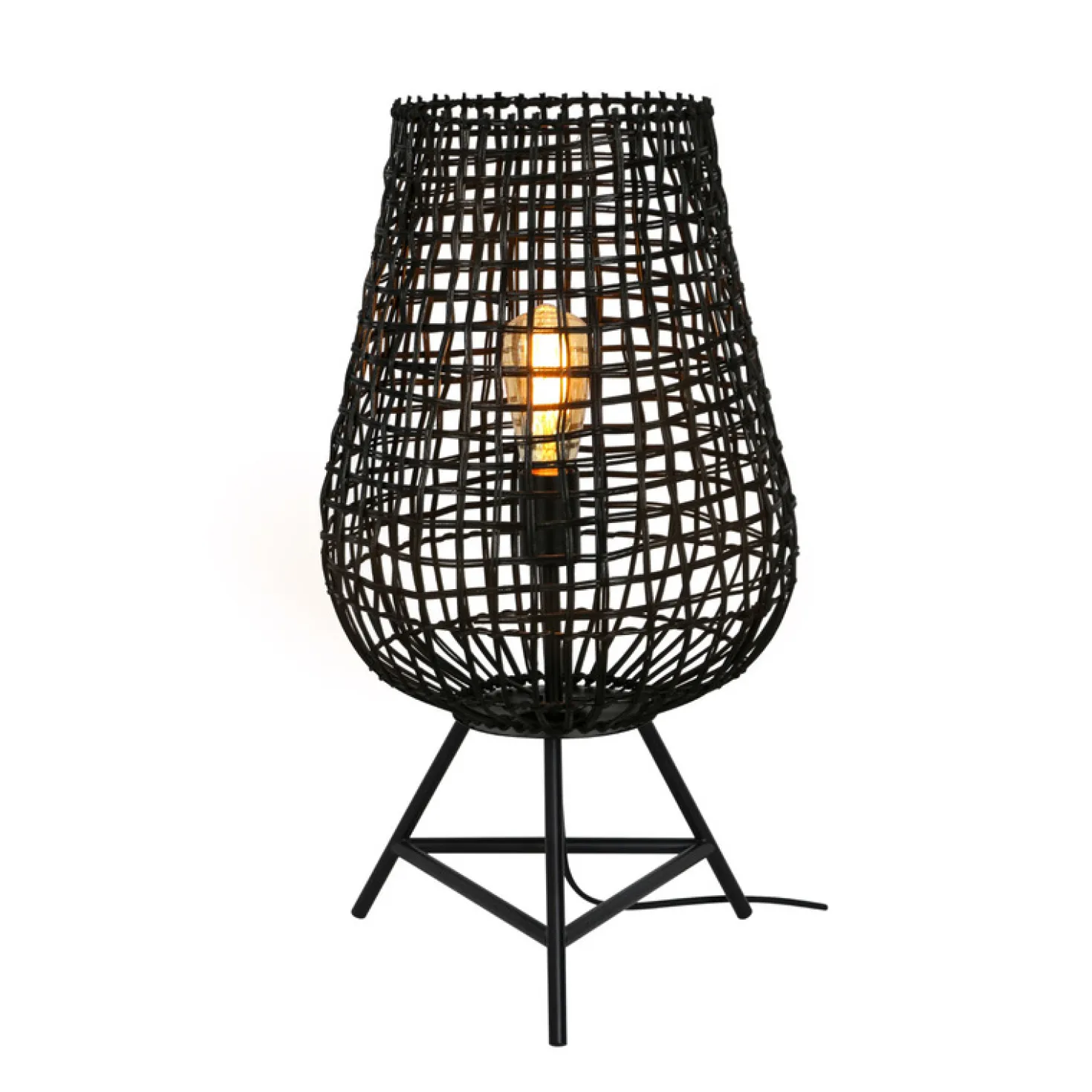 Tafellamp Scarperio Rond 33 cm rotan zwart