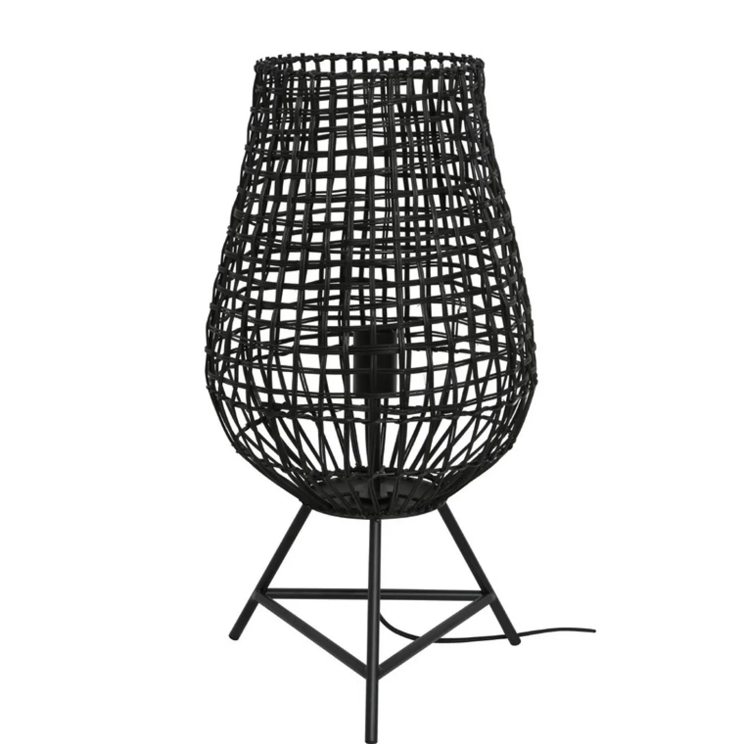 Tafellamp Scarperio Rond 33 cm rotan zwart