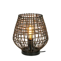 Tafellamp Scarperio Rond 29 cm rotan bruin