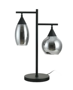 Tafellamp zwart Smoke glas 2-lichts - Lungo