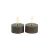 Theelicht Benevento LED grijs 4 cm rond set van 2