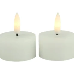 Theelicht Benevento LED wit 4 cm rond set van 2