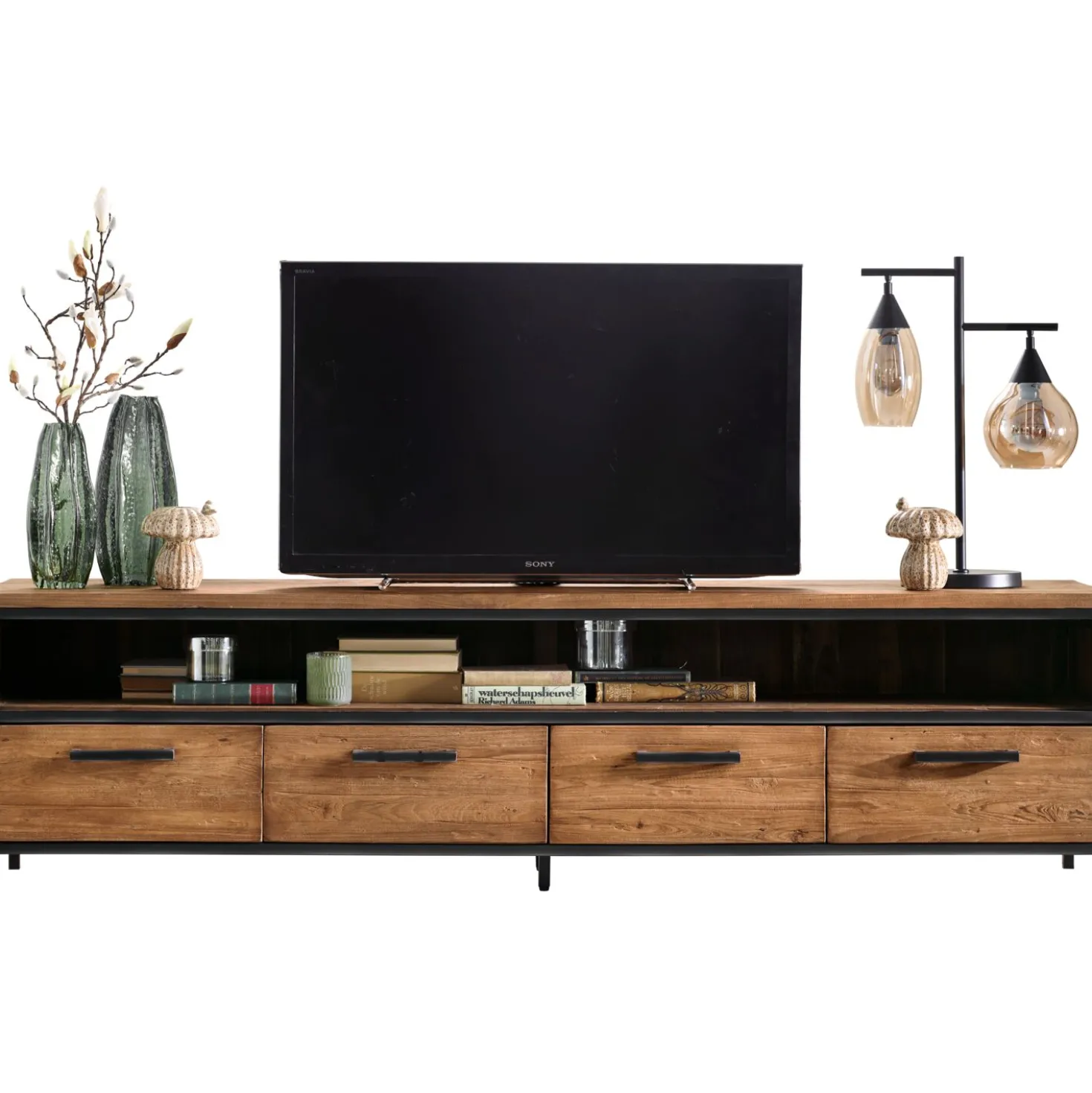 TV-meubel ROMARO (200 CM) teakhout mix rough