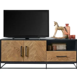 TV-meubel Vinito (154 CM) eiken fineer zwart/naturel