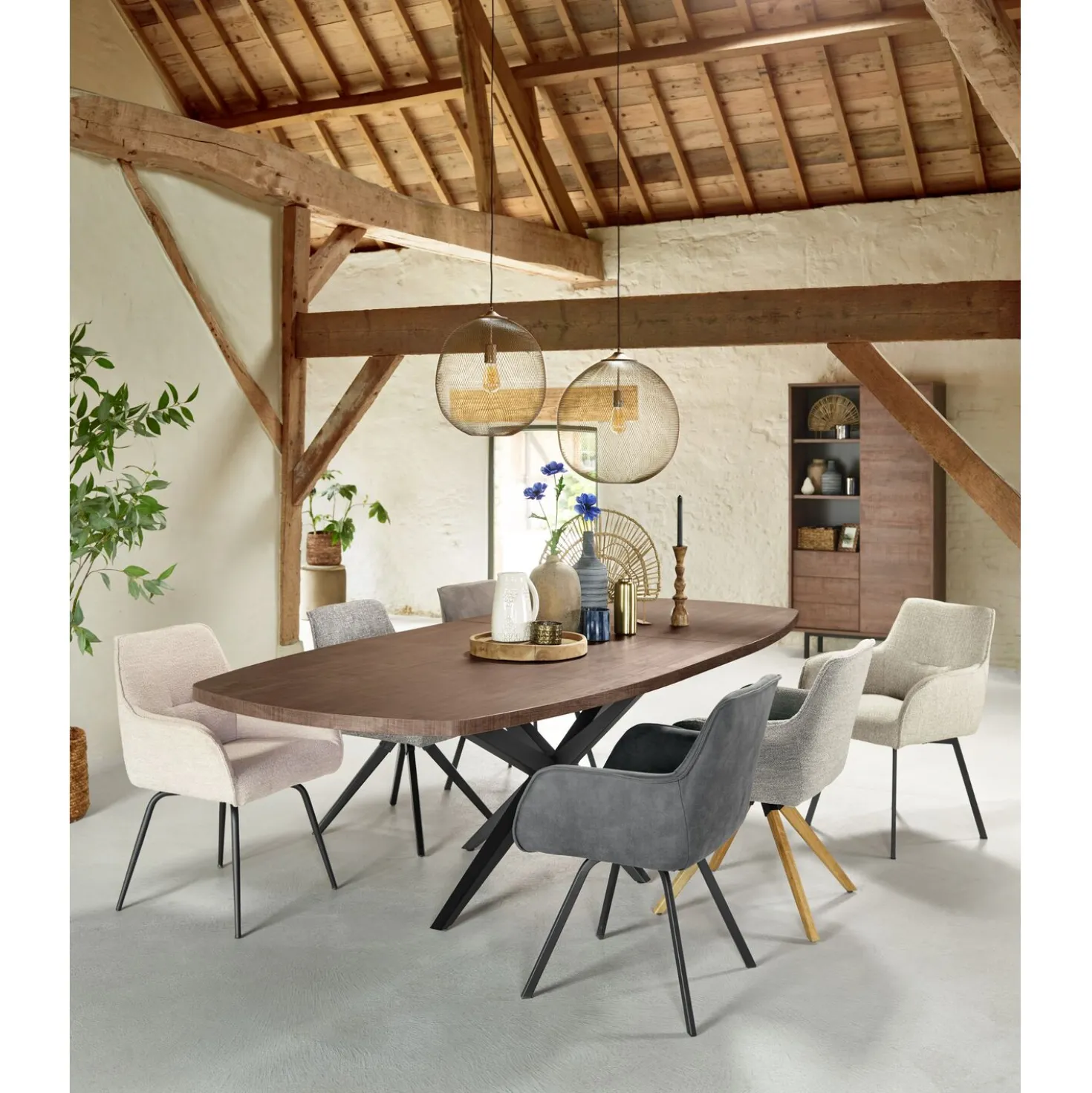 Uitschuifbare eettafel Mascaro 180/238x102 cm Deens ovaal