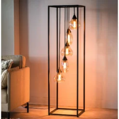 Vloerlamp frame Amber glas 5-lichts - Lungo