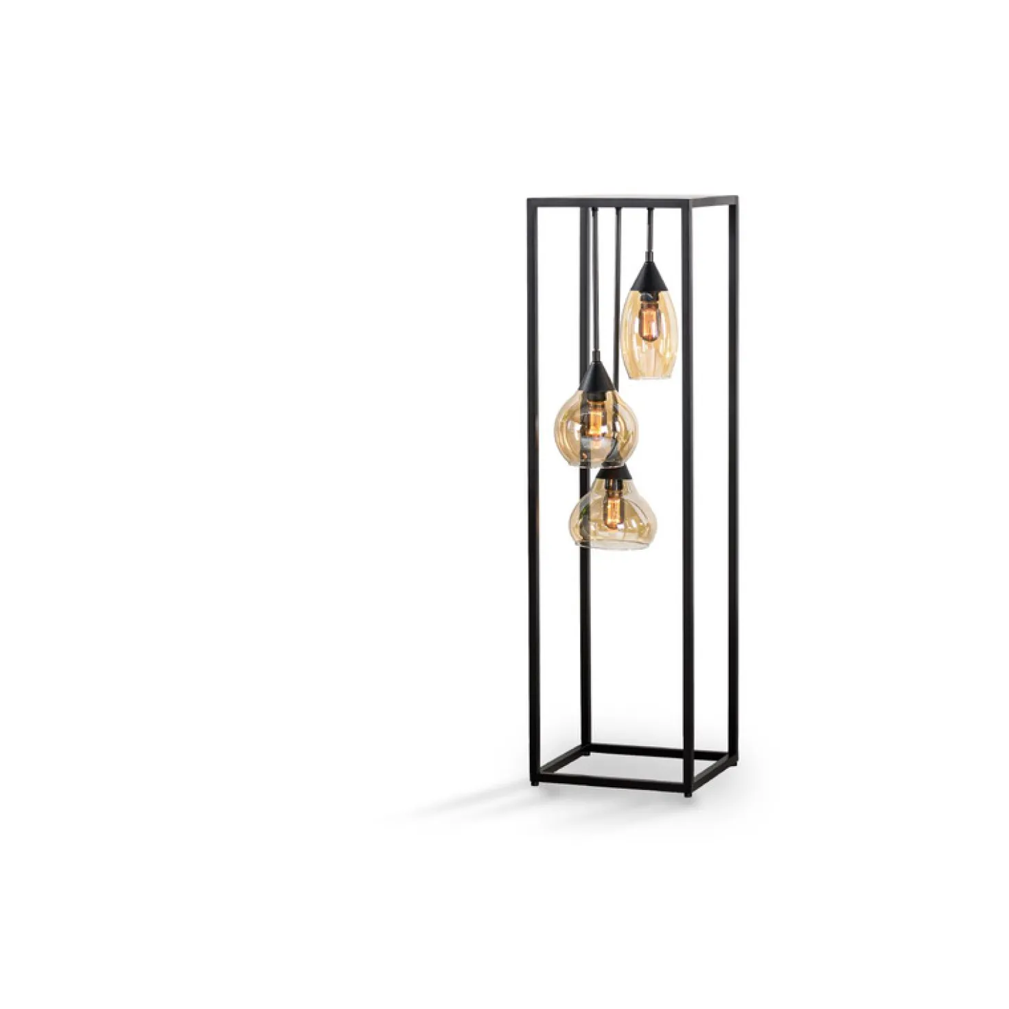 Vloerlamp frame Amber glas 3-lichts - Lungo