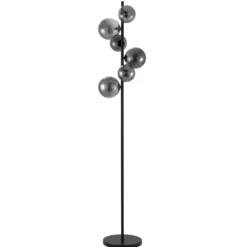 Vloerlamp Olivento Zwart smoke glas 6-lichts