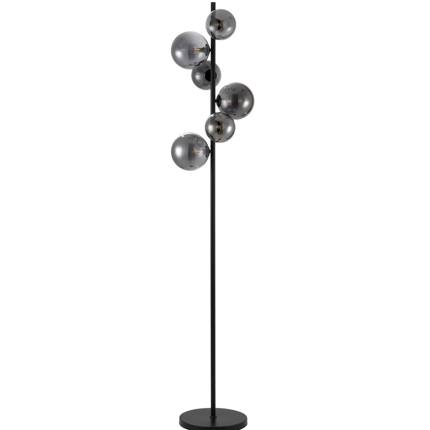 Vloerlamp Olivento Zwart smoke glas 6-lichts