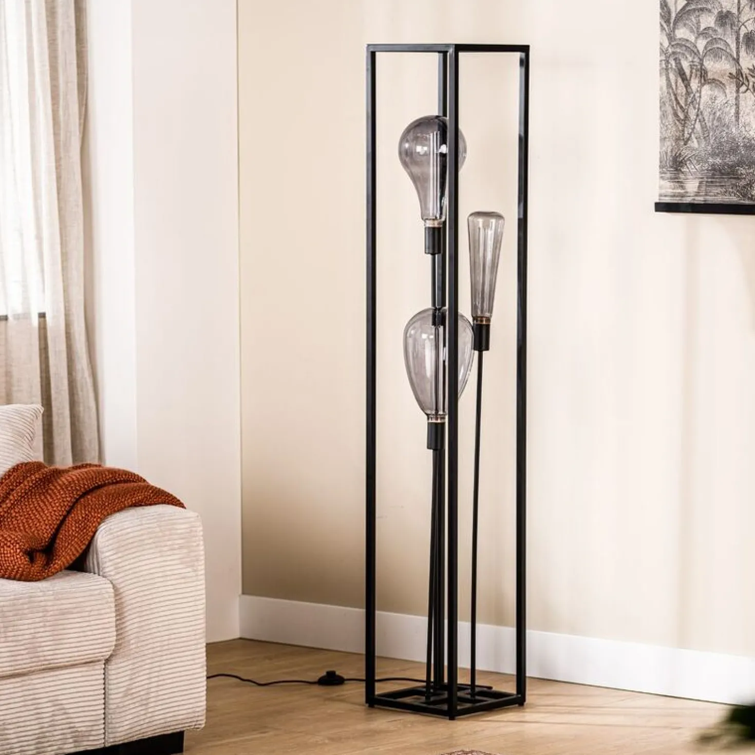 Vloerlamp Tiamo Zwart staal 160x25 cm