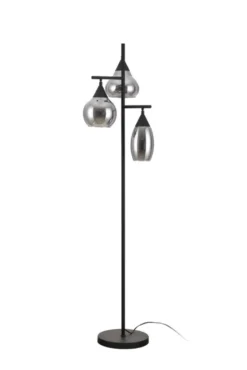 Vloerlamp zwart Smoke glas 3-lichts - Lungo