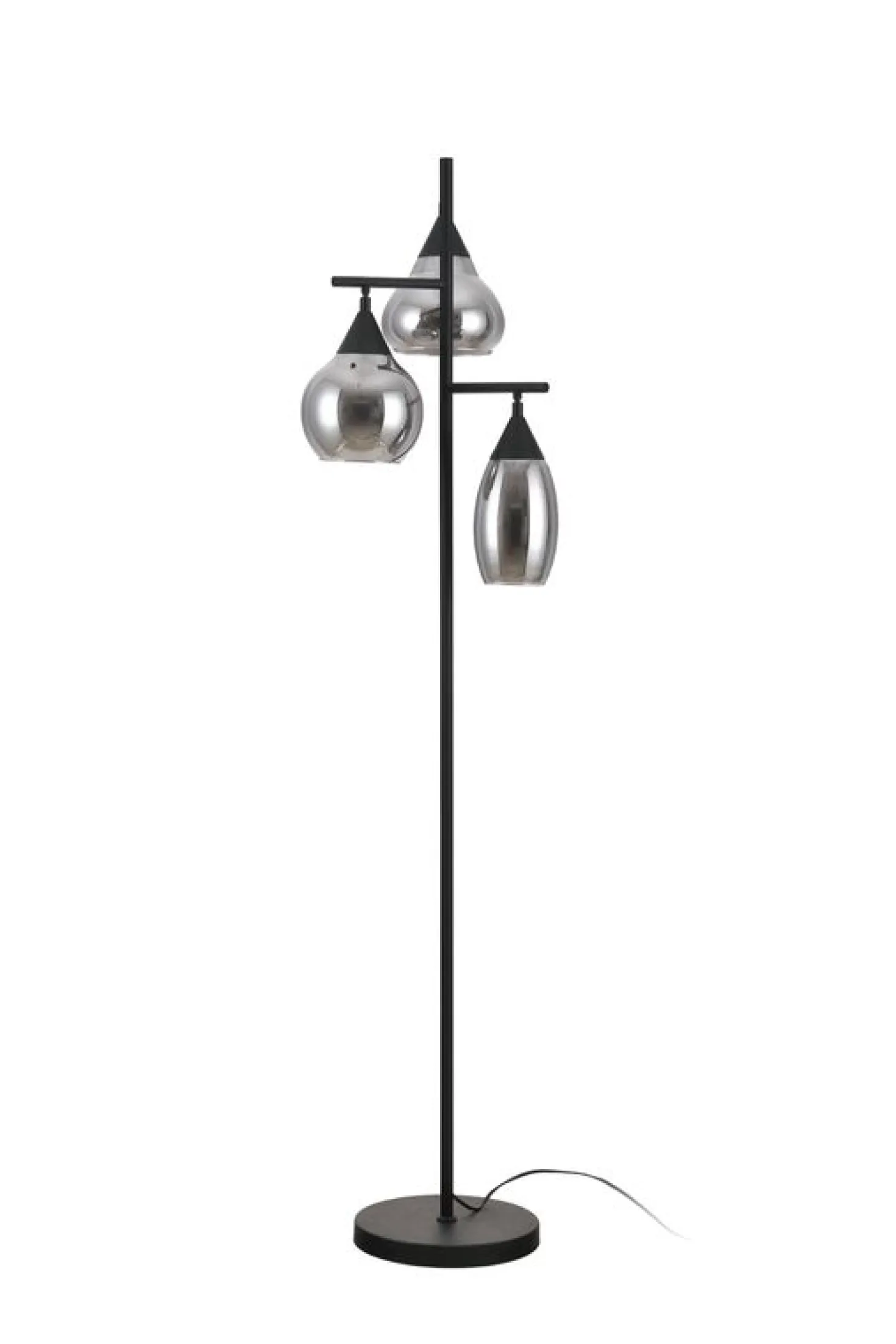 Vloerlamp zwart Smoke glas 3-lichts - Lungo